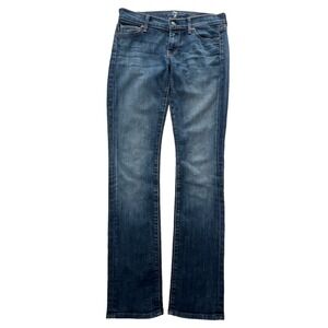 7 For All Mankind Jeans Womens 25 Blue Straight Leg Denim Medium‎ Wash Classic